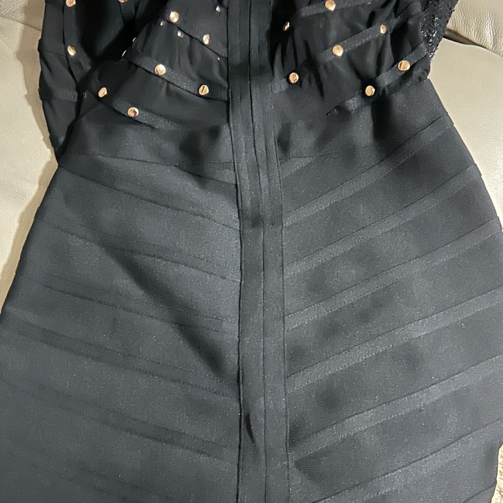 Elegant Black Sheer Studded Dress - Picture 5 of 5